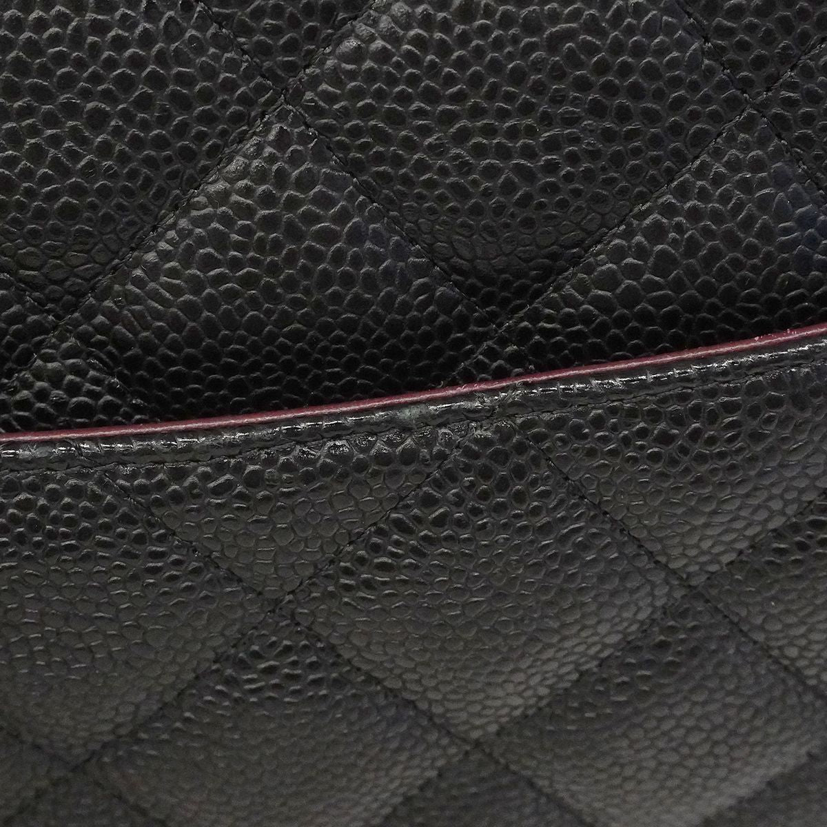 Chanel Shoulder Bag Maxi Quilted Caviar Leather Black Silver — view 9