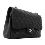 Chanel Shoulder Bag Maxi Quilted Caviar Leather Black Silver — view 2