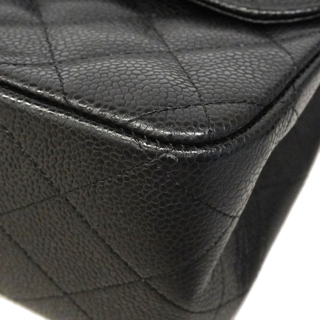 Chanel Shoulder Bag Maxi Quilted Caviar Leather Black Silver — view 8