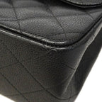 Chanel Shoulder Bag Maxi Quilted Caviar Leather Black Silver — view 8