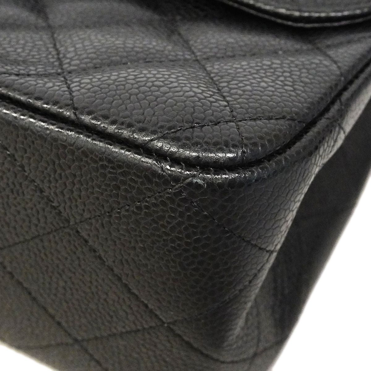 Chanel Shoulder Bag Maxi Quilted Caviar Leather Black Silver — view 8