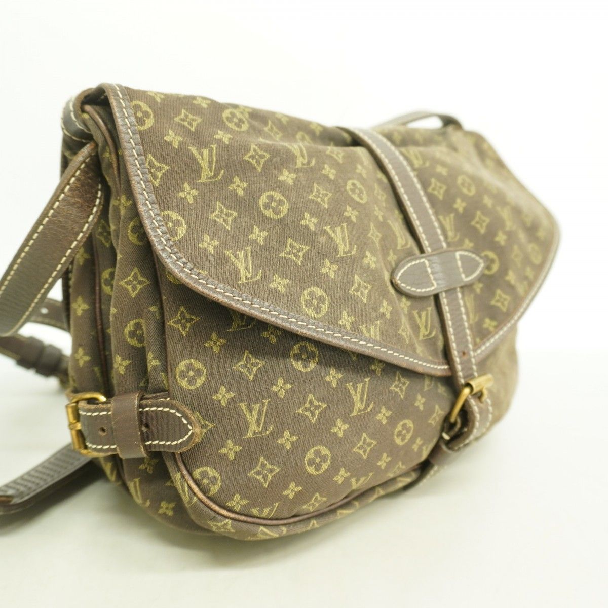 Louis Vuitton Shoulder Bag Monogram Mini Lin Saumur Ebene — view 2