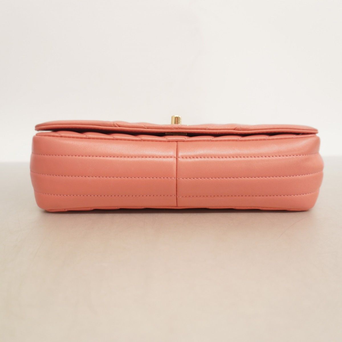 Chanel Shoulder Bag Stitch Lambskin Pink Champagne Gold — view 3