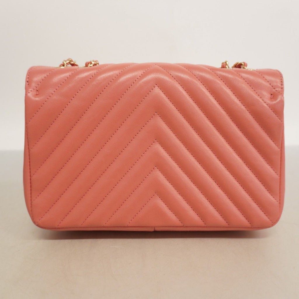 Chanel Shoulder Bag Stitch Lambskin Pink Champagne Gold — view 9