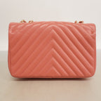 Chanel Shoulder Bag Stitch Lambskin Pink Champagne Gold — view 9