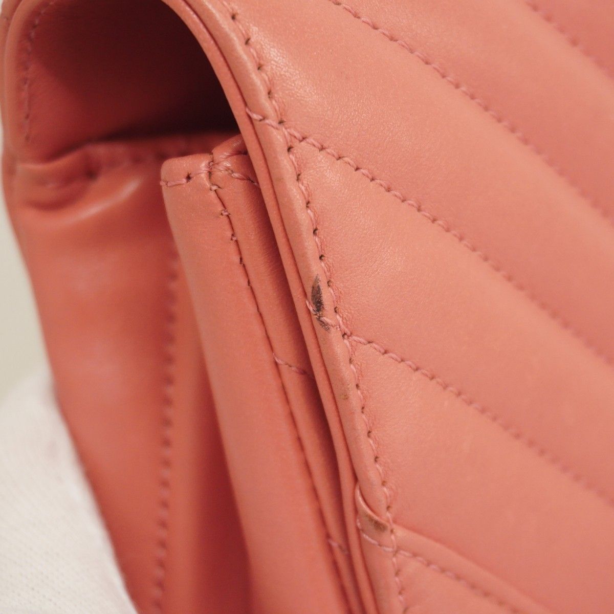 Chanel Shoulder Bag Stitch Lambskin Pink Champagne Gold — view 8