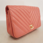 Chanel Shoulder Bag Stitch Lambskin Pink Champagne Gold — view 2