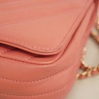 Chanel Shoulder Bag Stitch Lambskin Pink Champagne Gold — view 7