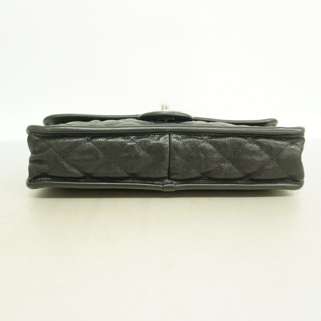 Chanel Shoulder Bag Quilted Caviar Leather Black Silver — view 3