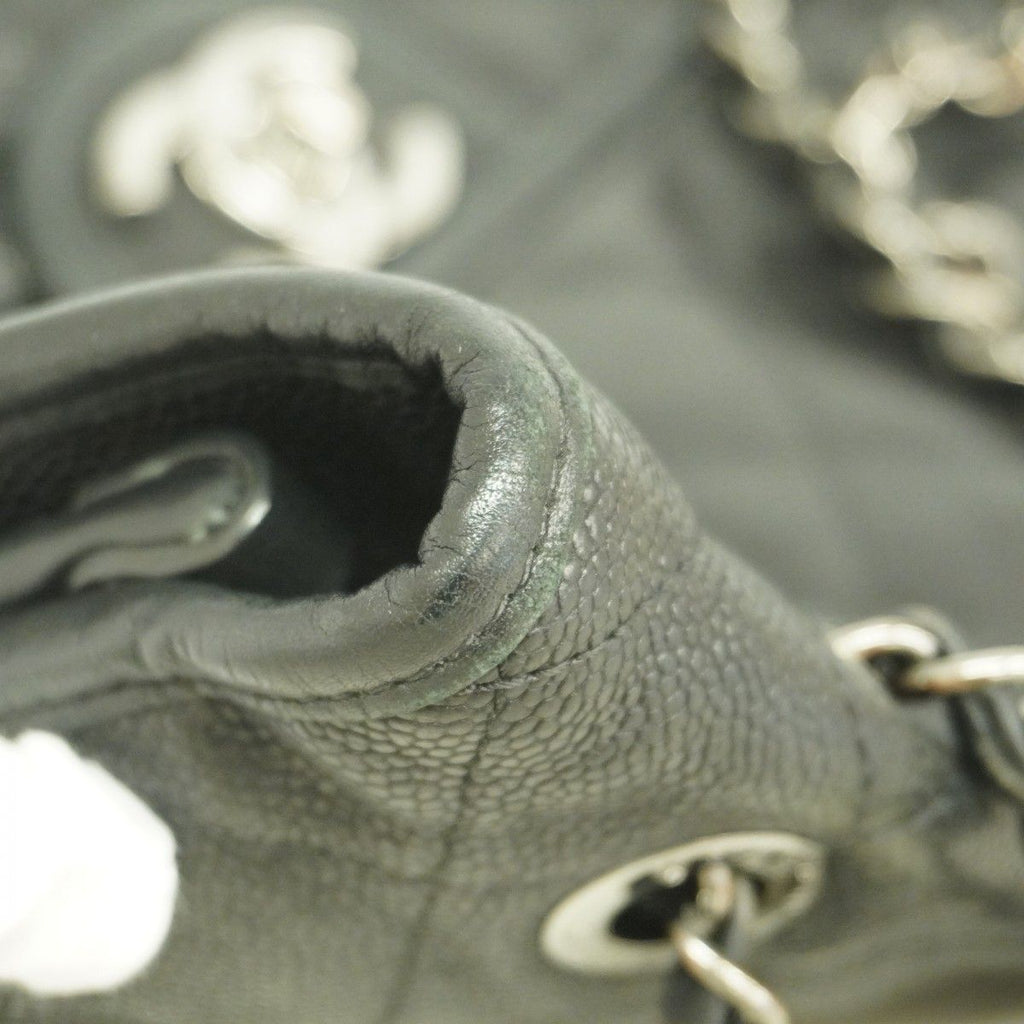 Chanel Shoulder Bag Quilted Caviar Leather Black Silver — view 7