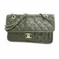 Chanel Shoulder Bag Quilted Caviar Leather Black Silver