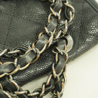 Chanel Shoulder Bag Quilted Caviar Leather Black Silver — view 9