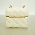 Chanel Airpods Case Quilted Lambskin White Champagne Gold Shoulder — view 9