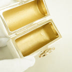 Chanel Airpods Case Quilted Lambskin White Champagne Gold Shoulder — view 4