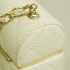 Chanel Airpods Case Quilted Lambskin White Champagne Gold Shoulder — view 8