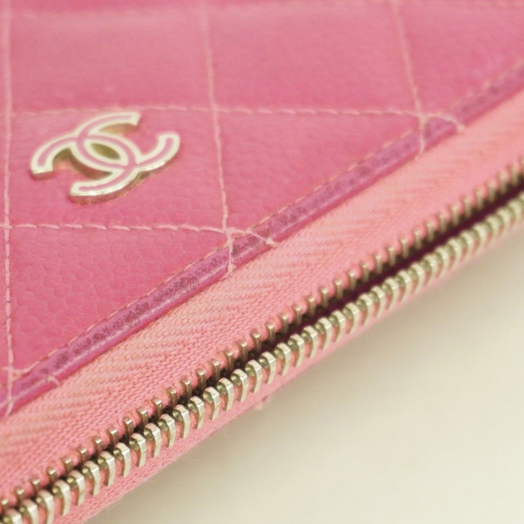 Chanel Wallet Quilted Caviar Leather Pink Silver — view 8