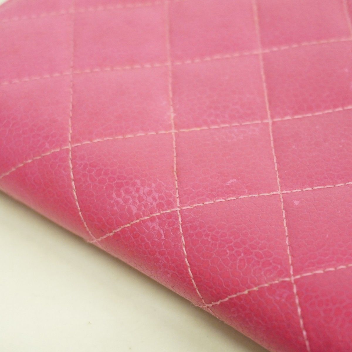 Chanel Wallet Quilted Caviar Leather Pink Silver — view 9
