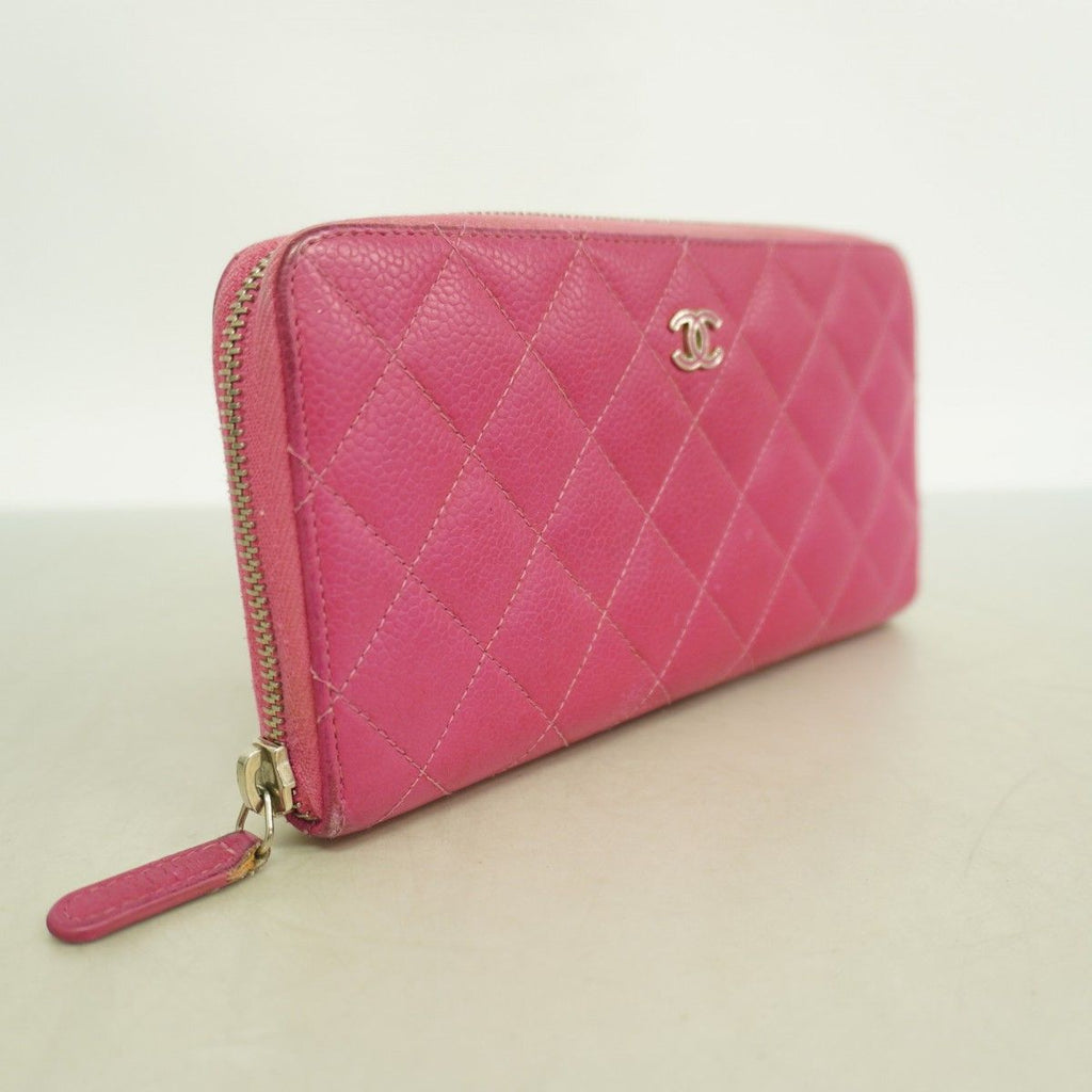 Chanel Wallet Quilted Caviar Leather Pink Silver — view 2