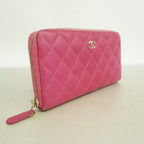 Chanel Wallet Quilted Caviar Leather Pink Silver — view 2