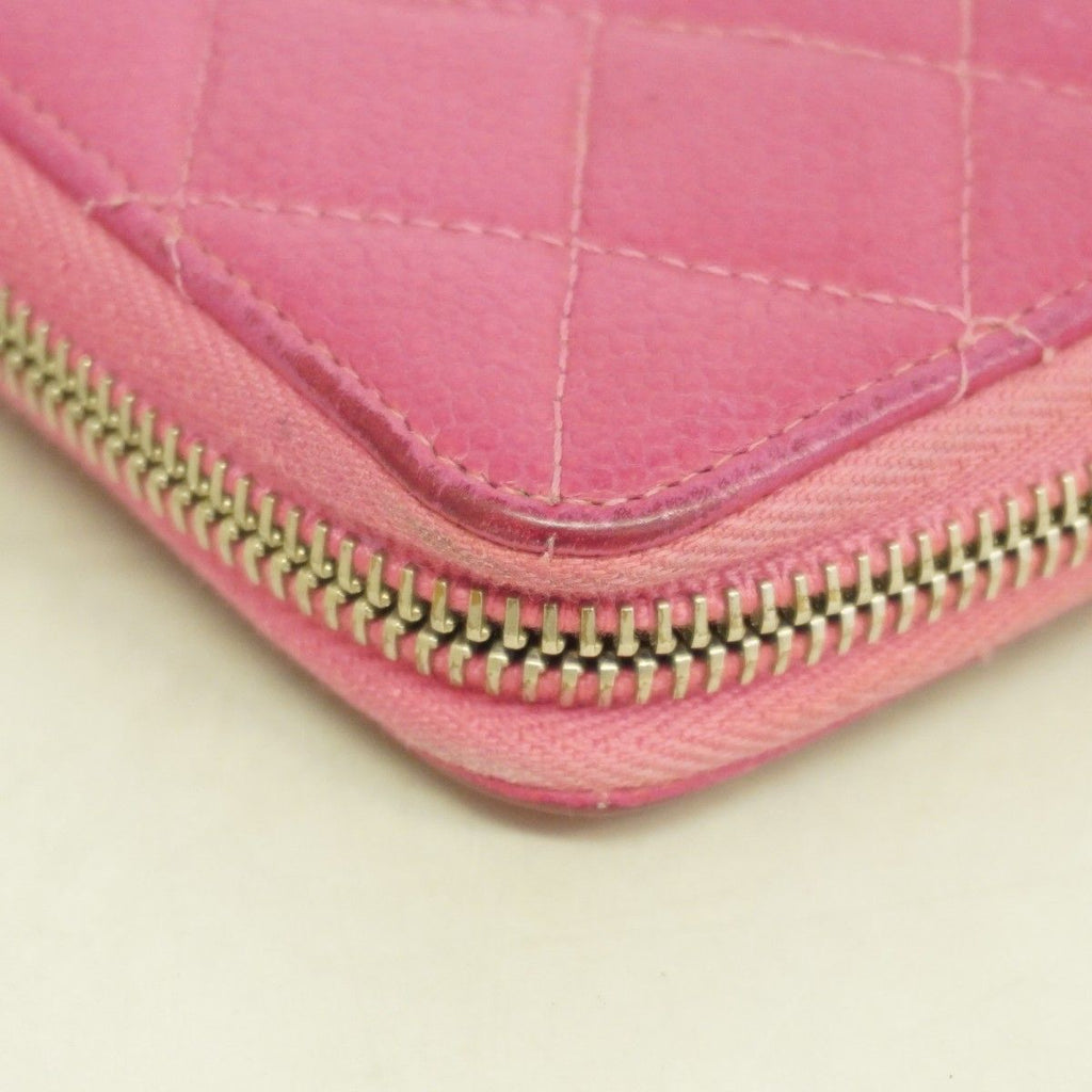 Chanel Wallet Quilted Caviar Leather Pink Silver — view 5