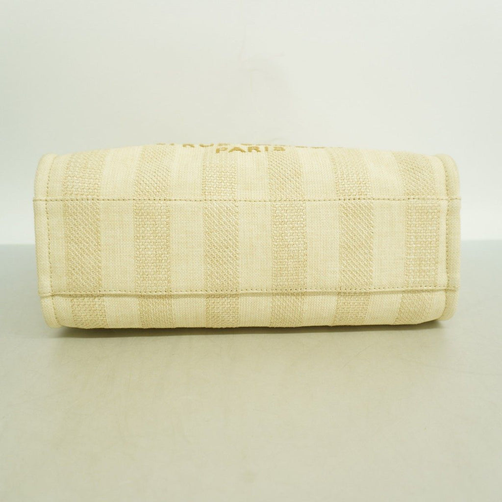 Chanel Chain Tote Deauville Straw Beige Champagne Gold — view 3