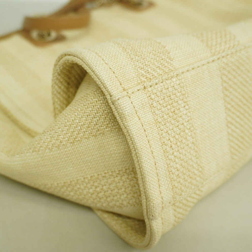 Chanel Chain Tote Deauville Straw Beige Champagne Gold — view 8