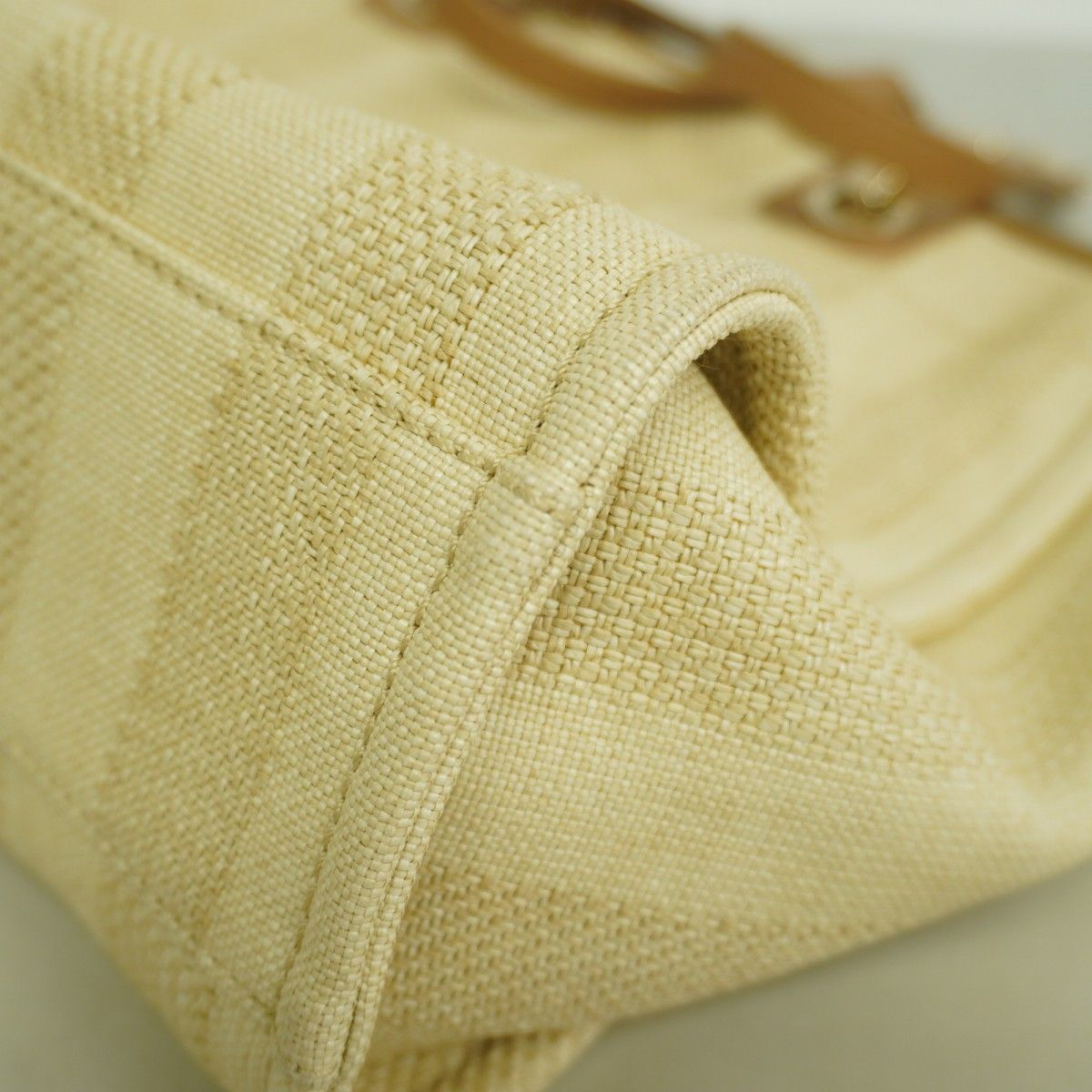 Chanel Chain Tote Deauville Straw Beige Champagne Gold — view 7