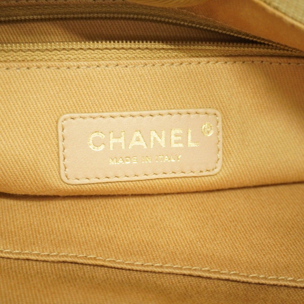 Chanel Chain Tote Deauville Straw Beige Champagne Gold — view 5
