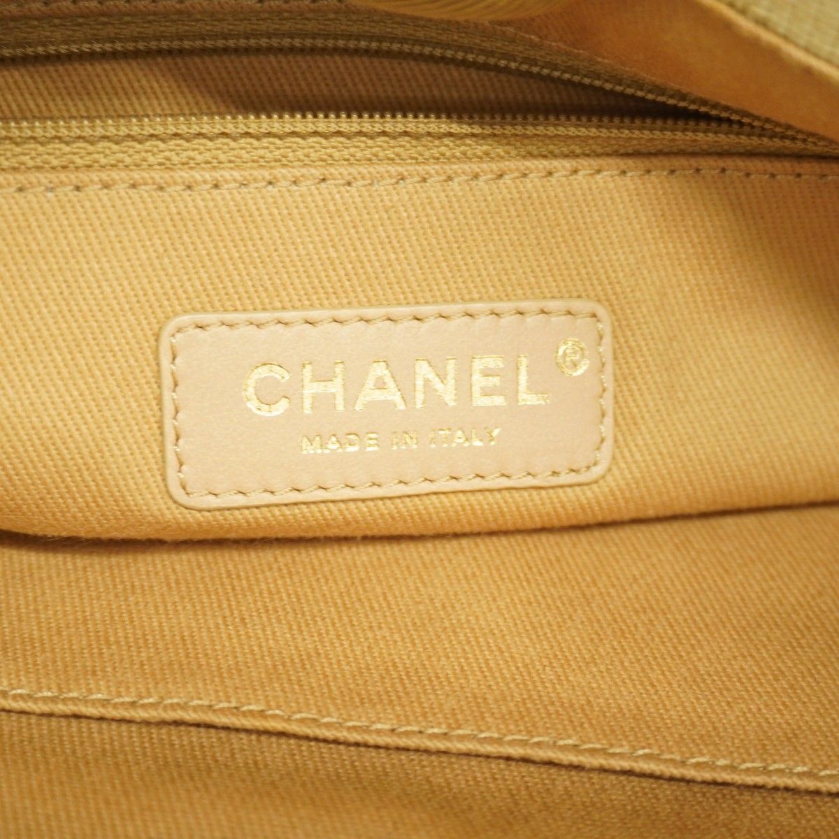 Chanel Chain Tote Deauville Straw Beige Champagne Gold — view 5