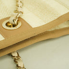 Chanel Chain Tote Deauville Straw Beige Champagne Gold — view 6