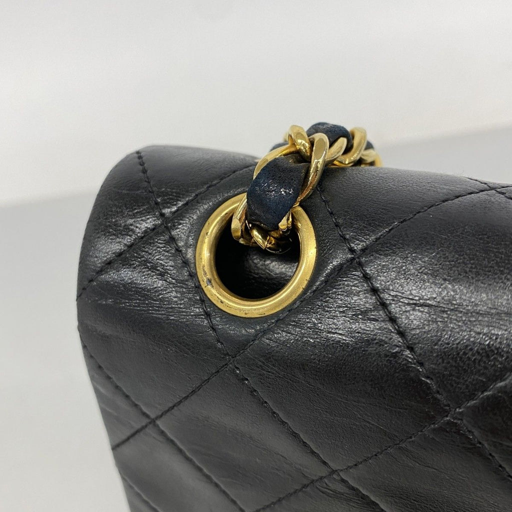 Chanel Shoulder Bag Quilted Lambskin Black Gold — view 8