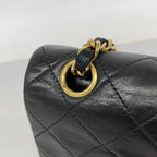 Chanel Shoulder Bag Quilted Lambskin Black Gold — view 8