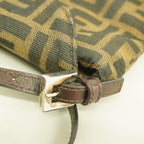 Fendi Handbag Zucca Nylon Canvas Brown Silver — view 9