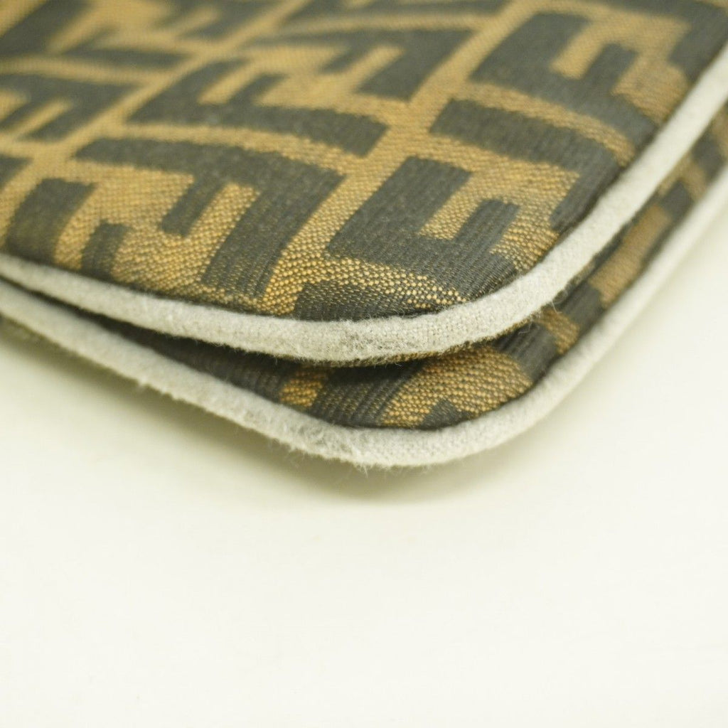 Fendi Handbag Zucca Nylon Canvas Brown Silver — view 7