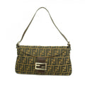 Fendi Handbag Zucca Nylon Canvas Brown Silver