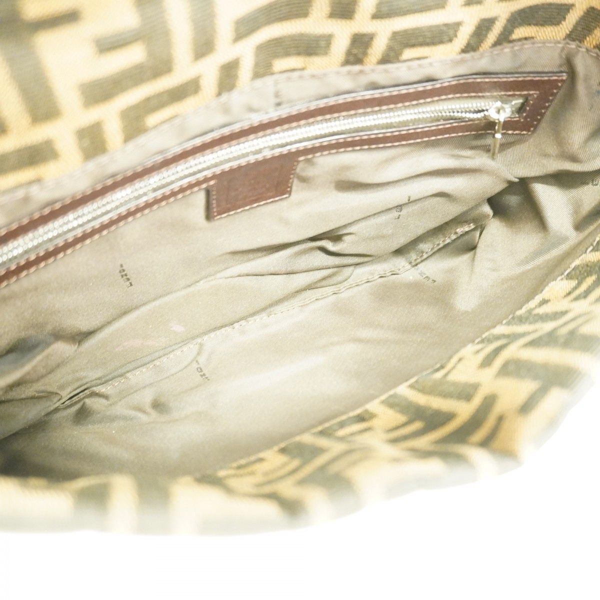 Fendi Handbag Zucca Nylon Canvas Brown Silver — view 4