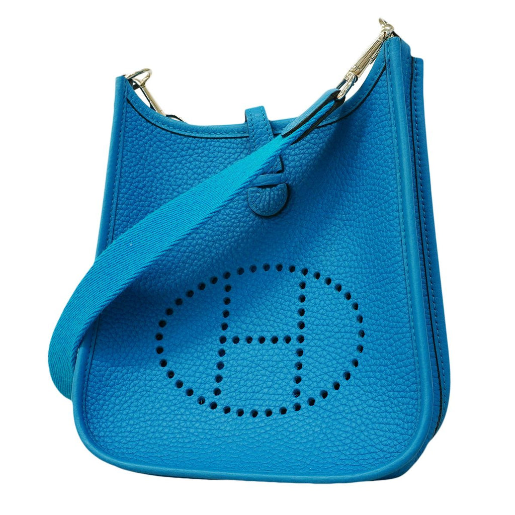 Hermes Shoulder Bag Evelyne TPM Taurillon Clemence Blue Frida Silver