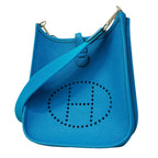 Hermes Shoulder Bag Evelyne TPM Taurillon Clemence Blue Frida Silver