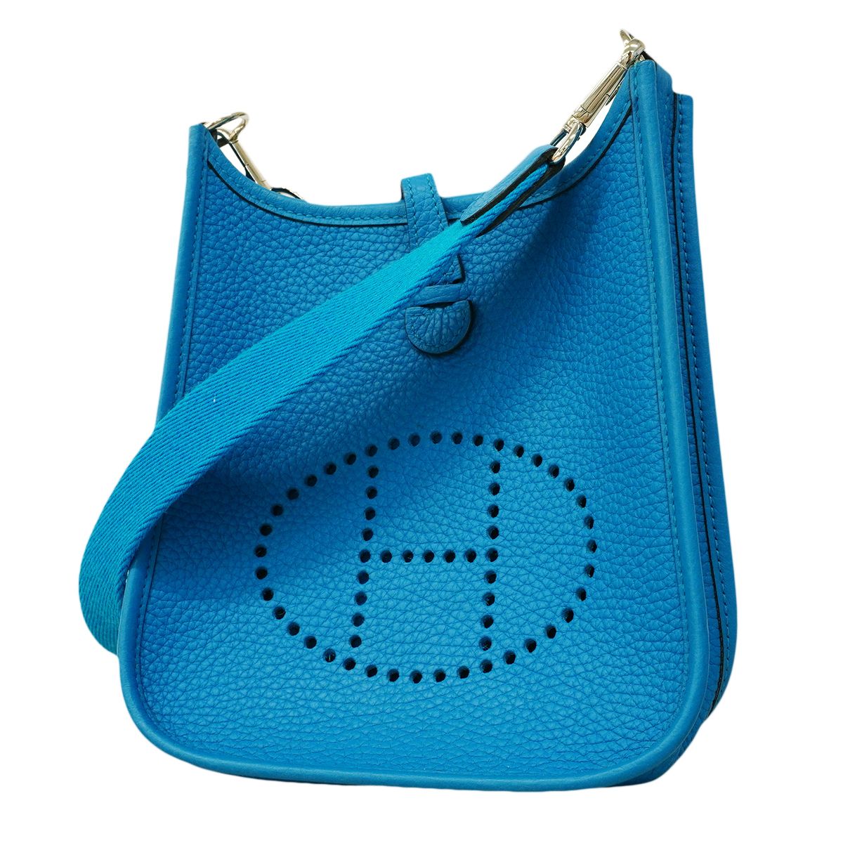 Hermes Shoulder Bag Evelyne TPM Taurillon Clemence Blue Frida Silver