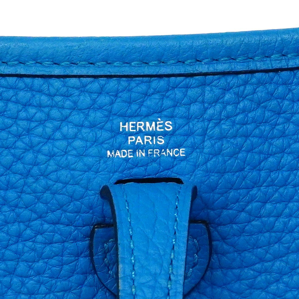 Hermes Shoulder Bag Evelyne TPM Taurillon Clemence Blue Frida Silver — view 5