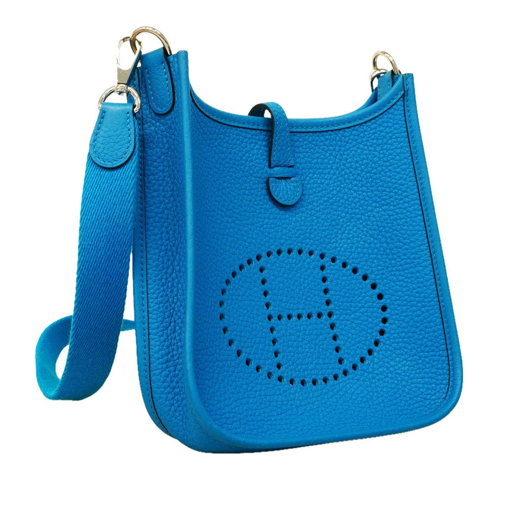 Hermes Shoulder Bag Evelyne TPM Taurillon Clemence Blue Frida Silver — view 2