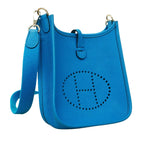Hermes Shoulder Bag Evelyne TPM Taurillon Clemence Blue Frida Silver — view 2