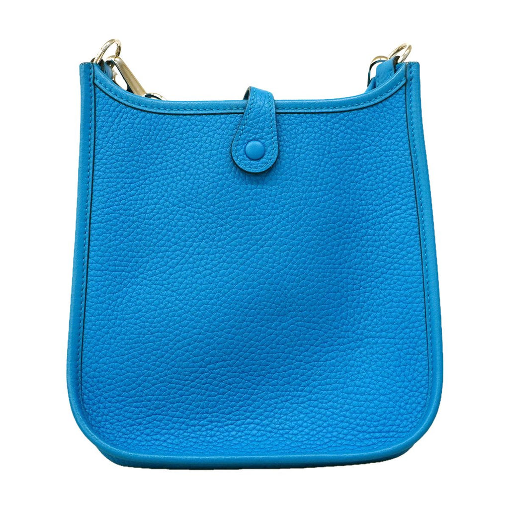 Hermes Shoulder Bag Evelyne TPM Taurillon Clemence Blue Frida Silver — view 8