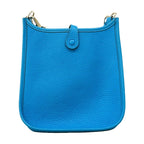 Hermes Shoulder Bag Evelyne TPM Taurillon Clemence Blue Frida Silver — view 8