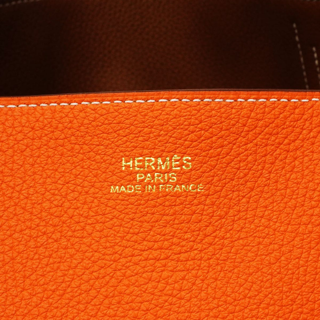 Hermes Tote Double Sens 36 Taurillon Clemence Gold Orange — view 5
