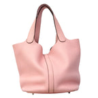Hermes Handbag Picotin Lock MM Taurillon Clemence Rose Sakura Silver