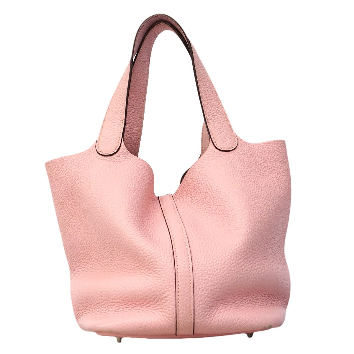Hermes Handbag Picotin Lock MM Taurillon Clemence Rose Sakura Silver