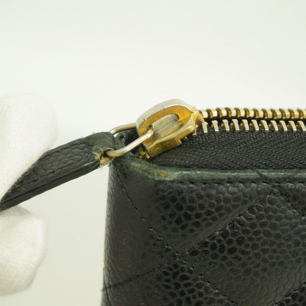 Chanel Wallet Quilted Caviar Leather Black Gold — view 8