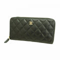 Chanel Wallet Quilted Caviar Leather Black Gold