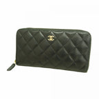 Chanel Wallet Quilted Caviar Leather Black Gold